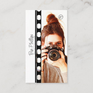 Carte De Visite Photo & Logo Photographie de votre film blanc et n