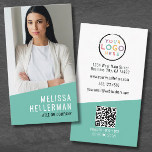Carte De Visite Photo Logo QR Code Moderne Professionnel Vertical