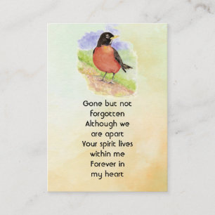 Carte De Visite Photo Memorial Watercolor Robin Garden Bird