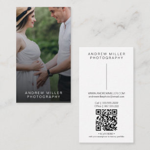 Carte de visite photo minimaliste avec code QR