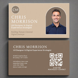 Carte De Visite Photo minimaliste de code QR professionnel simple