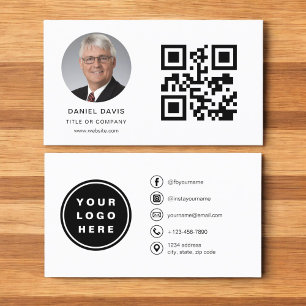 Carte De Visite Photo minimaliste moderne avec code QR Médias soci