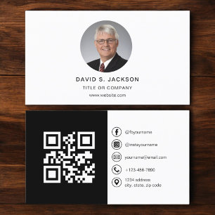 Carte De Visite Photo minimaliste moderne avec code QR Médias soci