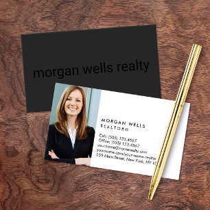 Carte De Visite Photo minimaliste professionnelle noire