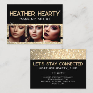 Carte De Visite Photo Modèle Luxury Gold Parties scintillant Stars
