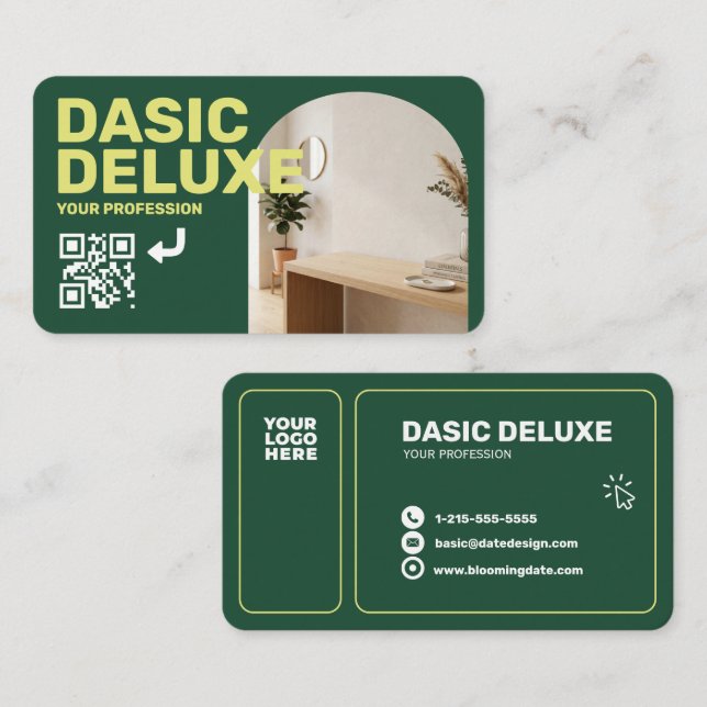 Carte de visite photo moderne avec logo et code QR (Devant / Derrière)