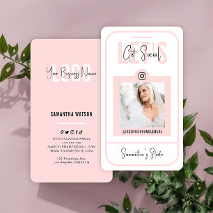 Carte De Visite Photo moderne Blush Pink Instagram Photo