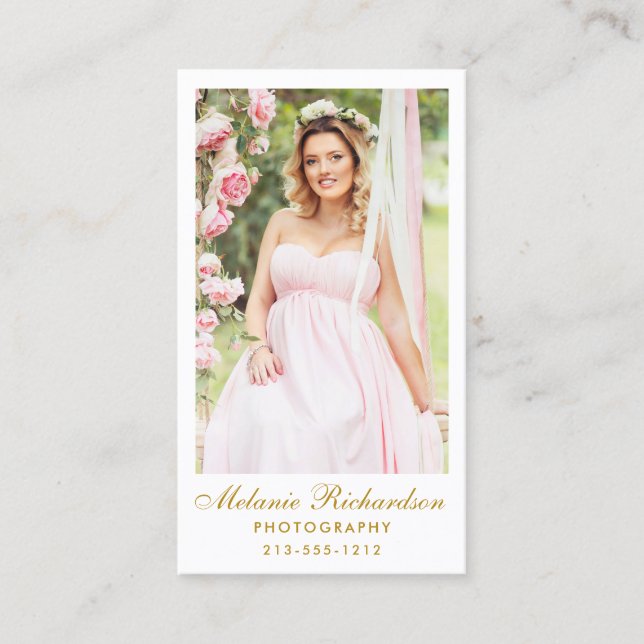 Carte De Visite Photo moderne de manuscrit d'or de photographe (Devant)