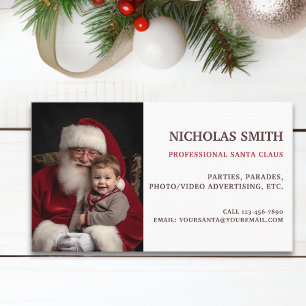 Carte De Visite Photo moderne du Père Noël professionnel