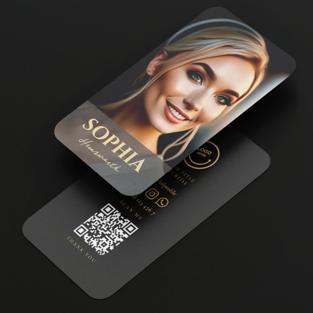 Carte De Visite PHOTO MODERNE Logo des médias sociaux QR Code (Créateur téléchargé)