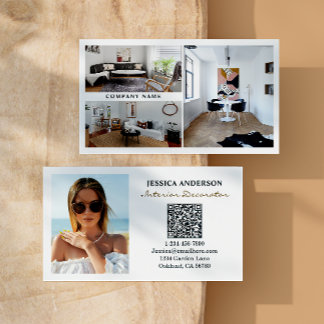 Carte De Visite Photo moderne QR Code Décorateur intérieur
