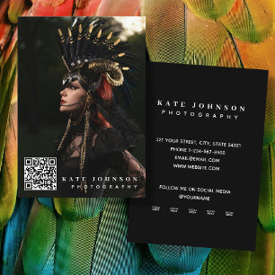Carte De Visite Photo moderne QR Code Personnalisé Médias sociaux