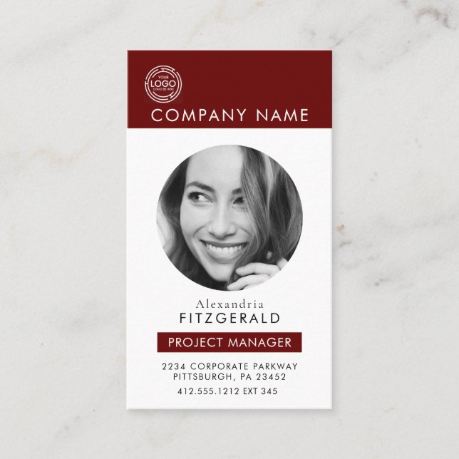 Carte De Visite Photo moderne Red QR CODE CORPORATE (Devant)