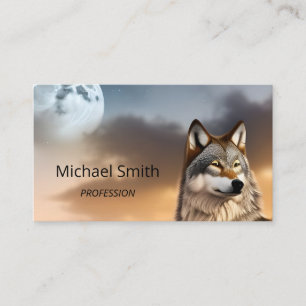 Carte De Visite Photo Nature Wolf And Moon