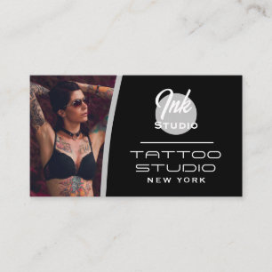 Carte de visite photo noire Studio de tatouage