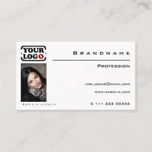 Carte De Visite Photo ou Logo Professionnel blanc classique