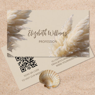 Carte De Visite Photo Pampas Grass réaliste   Code QR