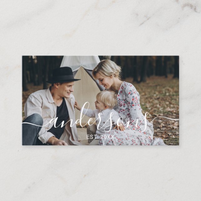 Carte De Visite Photo personnalisée avec nom de famille et année d (Devant)