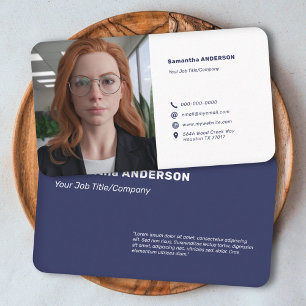 Carte De Visite Photo personnalisée - bleu minimaliste