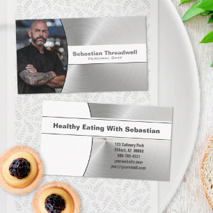 Carte De Visite Photo personnalisée Chef Brossé Acier