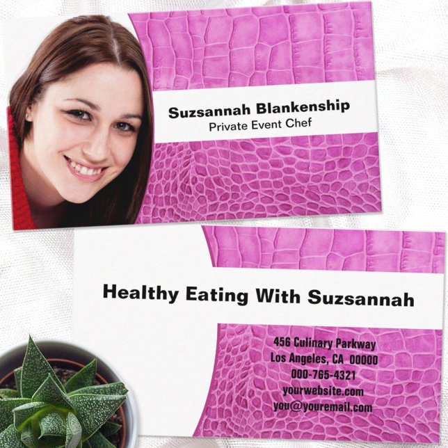 Carte De Visite Photo personnalisée Chef rose Cuir (Créateur téléchargé)