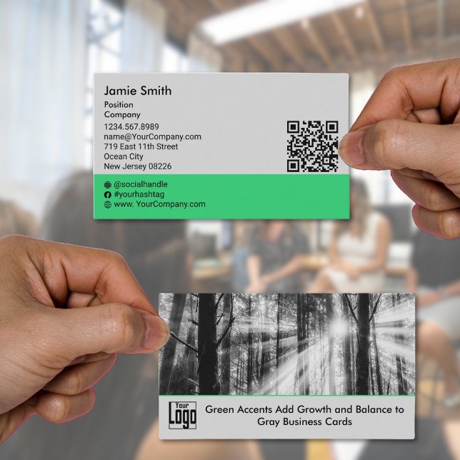 Carte De Visite Photo personnalisée Code QR Paysage social (Custom Photo QR-code Social Landscape Business Card)