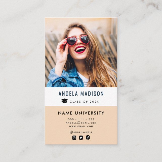 Carte De Visite photo personnalisée élégante insertion de graduati (Devant)