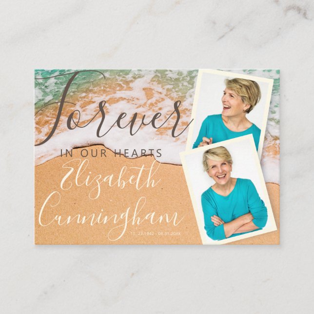 Carte De Visite Photo personnalisée Mémorial funéraire de Sandy Oc (Devant)