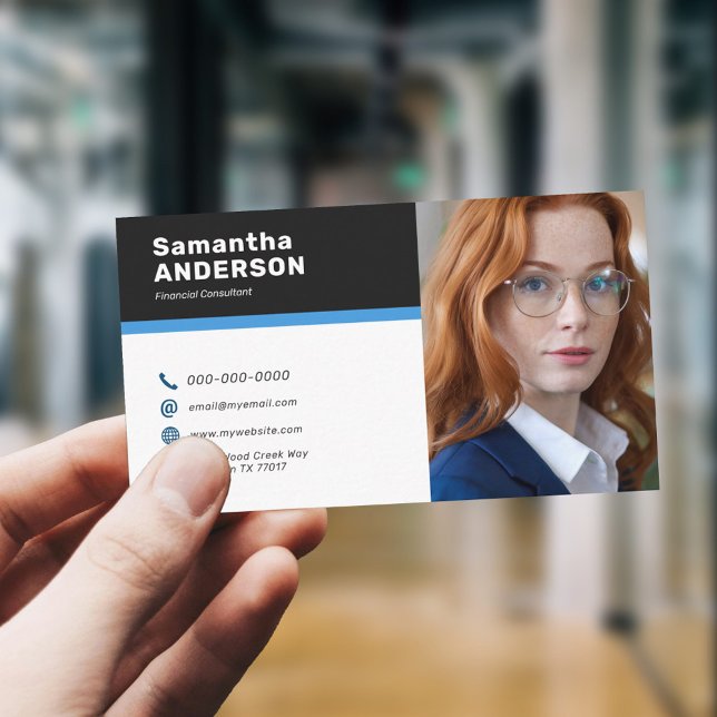 Carte De Visite Photo personnalisée moderne (Modern Custom Photo Business Card)