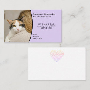 Carte De Visite Photo personnalisée Pet Care Pastel Purple