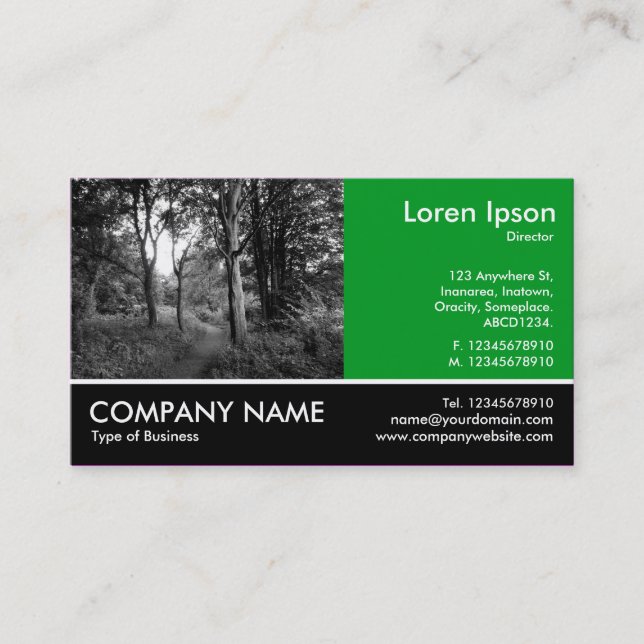 Carte De Visite Photo Pied - Vert herbe - Dans les bois (Devant)