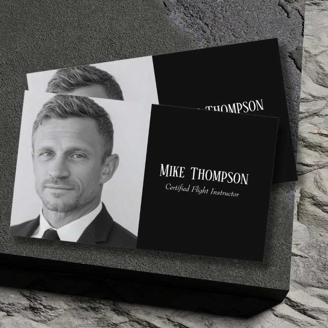 Carte De Visite Photo Professional QR Code Pilot Black Aviation  (Créateur téléchargé)