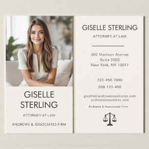 Carte De Visite Photo professionnel neutre d'avocat de luxe