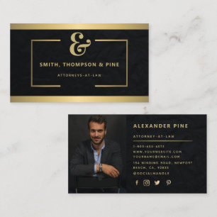 Carte De Visite Photo professionnelle Ampersand Modern Black Gold