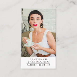 Carte De Visite Photo professionnelle blanche moderne Code QR