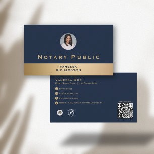 Carte De Visite Photo professionnelle Blue & Gold Nota Business QR