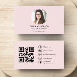 Carte De Visite Photo professionnelle Blush Pink QR Code Médias so<br><div class="desc">Voici notre Professional Photo Blush Pink QR Code Social Media Carte de visite, un mélange harmonieux d'élégance et de connectivité moderne. Améliorez votre expérience de réseautage avec cette carte sophistiquée conçue pour laisser une impression durable. Avec un subtil jeu de couleurs roses blush, ce carte de visite respire le professionnalisme...</div>