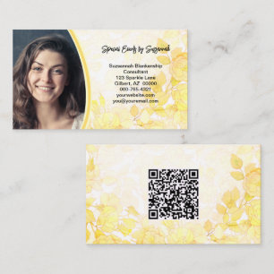 Carte De Visite Photo professionnelle d'art floral jaune avec code