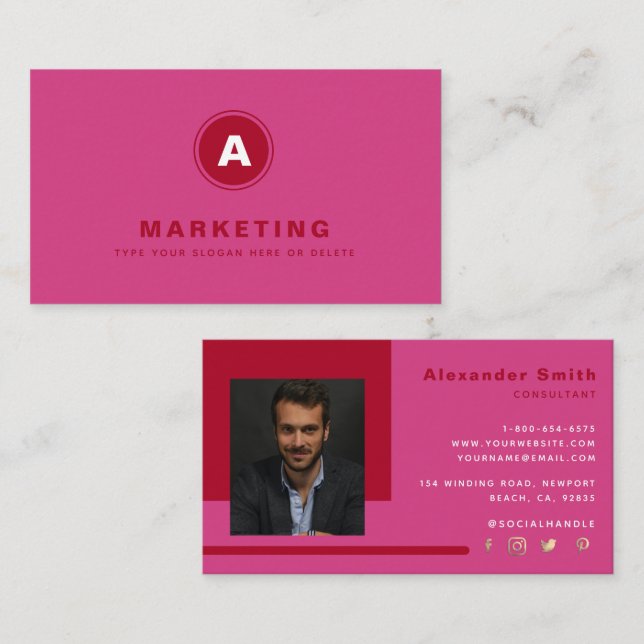 Carte De Visite Photo professionnelle de marketing d'entreprise ro (Devant / Derrière)