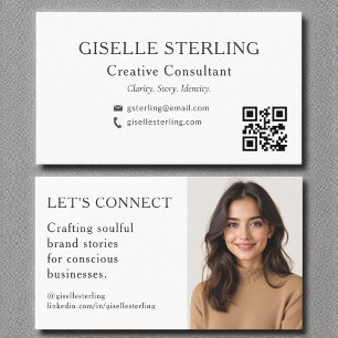 Carte De Visite Photo professionnelle du code QR blanc moderne
