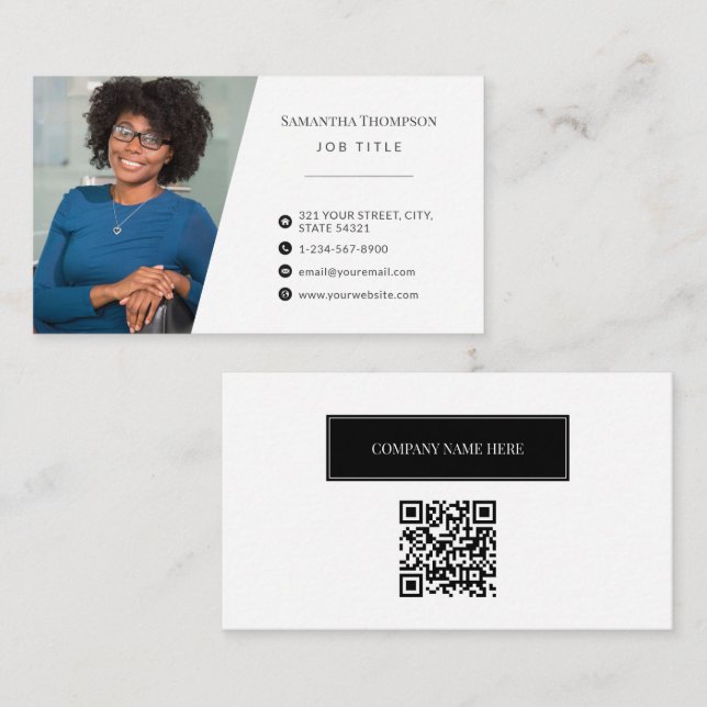 Carte De Visite Photo professionnelle élégante (Devant / Derrière)