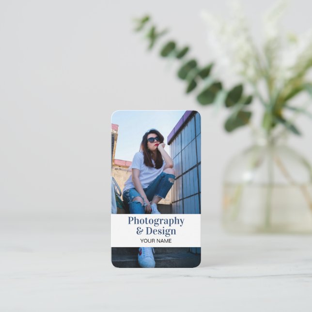 Carte De Visite Photo professionnelle moderne Code QR (Debout devant)