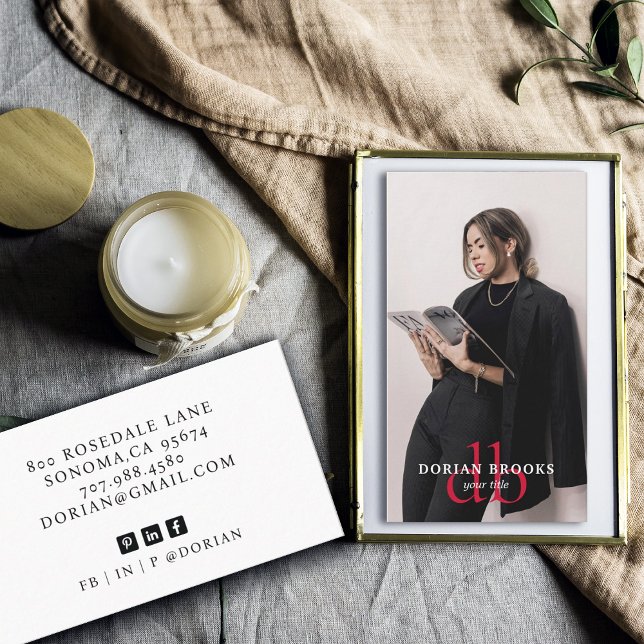 Carte De Visite Photo professionnelle moderne et élégant Monogramm (Créateur téléchargé)