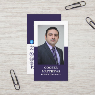 Carte De Visite Photo professionnelle moderne White & Navy
