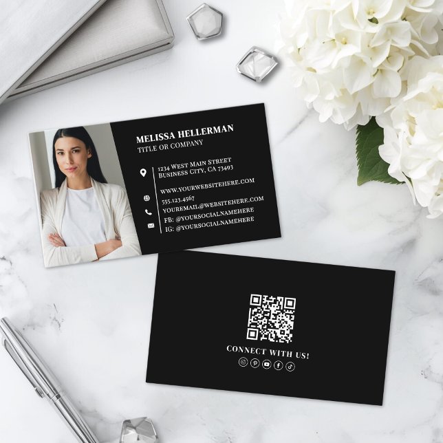 Carte De Visite Photo Professionnelle Noir (Black Professional Photo Business Card )