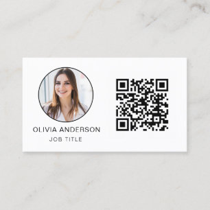 Carte De Visite Photo professionnelle QR Code noir blanc Business