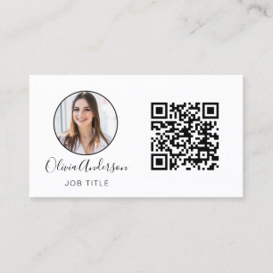 Carte De Visite Photo professionnelle QR Code noir blanc Business 