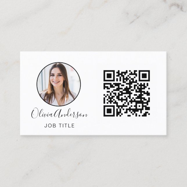 Carte De Visite Photo professionnelle QR Code noir blanc Business  (Devant)