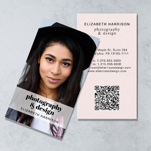 Carte De Visite Photo professionnelle QR Code Rose