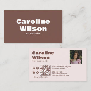 Carte De Visite Photo professionnelle Retro Terracotta Code QR